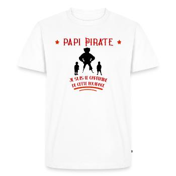 Papi Pirate Idée Cadeau Fêtes Des Grands-Pères - T-shirt Premium bio Homme - blanc - Devant - Nico (187cm)