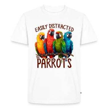 Easily Distracted By Parrot Lovers Funny Parrot - Men's Premium Organic T-Shirt - white - Front - Nico (187cm)