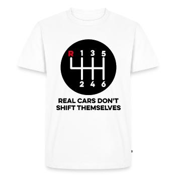 Real Cars Don't Shift Themselves Funny Manual - Men's Premium Organic T-Shirt - white - Front - Nico (187cm)
