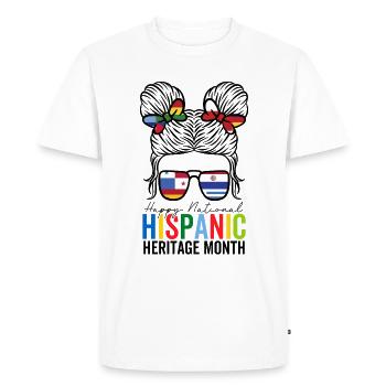 National Hispanic Heritage Month Messy Bun - Men's Premium Organic T-Shirt - white - Front - Nico (187cm)