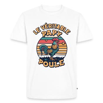 Papy Poule Humour Cadeau Fête Des Grands Pères - T-shirt Premium bio Homme - blanc - Devant - Nico (187cm)