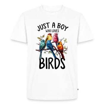 Drôle d’ornithologie Observation des oiseaux Amateurs d’oiseaux Oiseau - T-shirt Premium bio Homme - blanc - Devant - Nico (187cm)