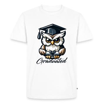 Diplôme d’études supérieures Diplômé - T-shirt Premium bio Homme - blanc - Devant - Nico (187cm)