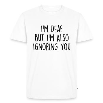 Je suis sourd prothèse auditive doigt orthographe difficile de - T-shirt Premium bio Homme - blanc - Devant - Nico (187cm)