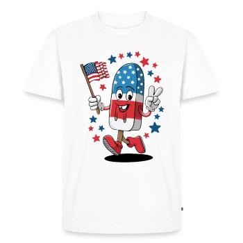 Popsicle USA Drapeau américain Patriot Dessert glacé - T-shirt Premium bio Homme - blanc - Devant - Nico (187cm)