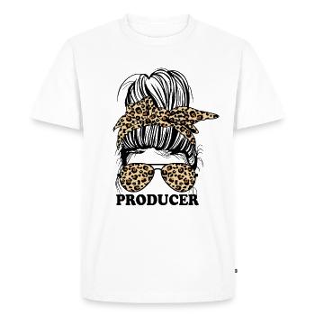 Producteur Messy Bun Cheetah Bandana Producteur - T-shirt Premium bio Homme - blanc - Devant - Nico (187cm)