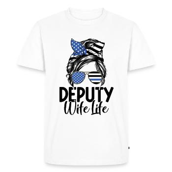 Deputy Wife Messy Bun Funny Sheriff Police Law - Men's Premium Organic T-Shirt - white - Front - Nico (187cm)