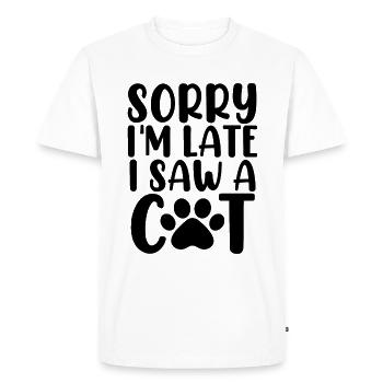 Désolé, je suis en retard, j’ai vu un animal de sauvetage d’un refuge pour chats - T-shirt Premium bio Homme - blanc - Devant - Nico (187cm)