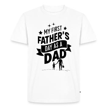 Ma première fête des pères Annonce de bébé papa - T-shirt Premium bio Homme - blanc - Devant - Nico (187cm)