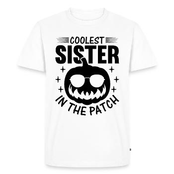 Halloween Coolest Sister dans le Patch I Sister Pum - T-shirt Premium bio Homme - blanc - Devant - Nico (187cm)