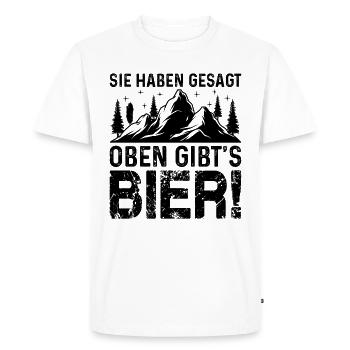 Trekking en montagne - vous avez dit plus haut il y a - T-shirt Premium bio Homme - blanc - Devant - Nico (187cm)
