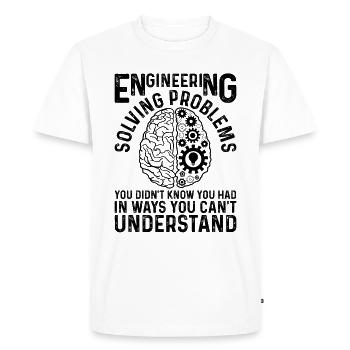 Engineer Engineering Gear Brain Technician Engine - Men's Premium Organic T-Shirt - white - Front - Nico (187cm)
