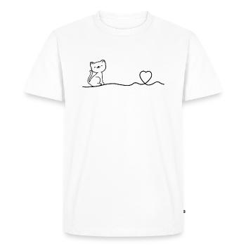 Cat Heartbeat Heart Cat Lover - Chat mignon - T-shirt Premium bio Homme - blanc - Devant - Nico (187cm)
