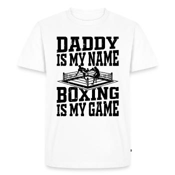Boxing Daddy est mon nom La boxe est mon jeu Daddy Bo - T-shirt Premium bio Homme - blanc - Devant - Nico (187cm)
