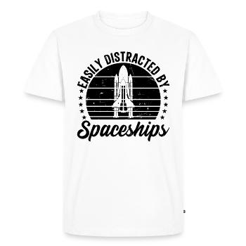 Space Travel Space Ship - Easily Distracted By Spa - Men's Premium Organic T-Shirt - white - Front - Nico (187cm)