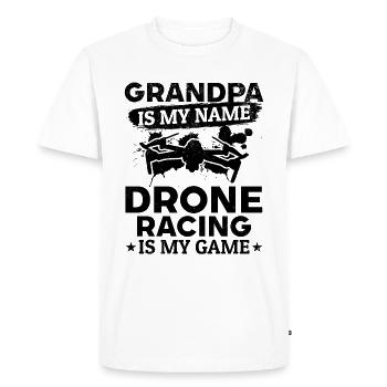 Grand-père est mon nom La course de drones est mon jeu - Drone - T-shirt Premium bio Homme - blanc - Devant - Nico (187cm)