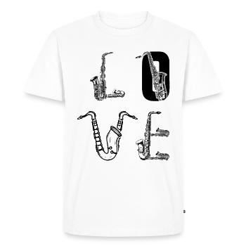 LOVE Saxophone Instrument Saxophonist Saxophone Pl - Men's Premium Organic T-Shirt - white - Front - Nico (187cm)