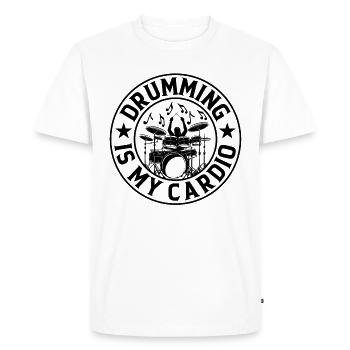 Drumming Is My Cardio - Drum Player Drummer - Men's Premium Organic T-Shirt - white - Front - Nico (187cm)