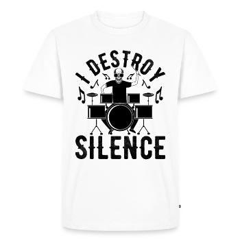 I Destroy The Silence Drums Set Drum Player - Men's Premium Organic T-Shirt - white - Front - Nico (187cm)