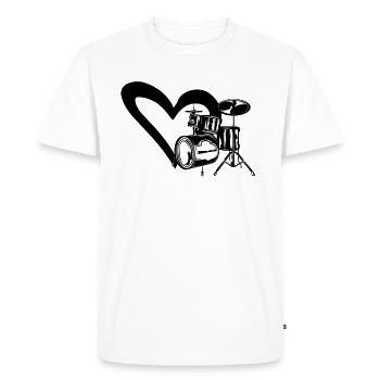Heart Drum Set Drumming Instrument Drummer Drum Pl - Men's Premium Organic T-Shirt - white - Front - Nico (187cm)