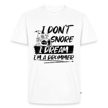 Je ne ronfle pas, je rêve que je suis batteur - Funny Drum P - T-shirt Premium bio Homme - blanc - Devant - Nico (187cm)