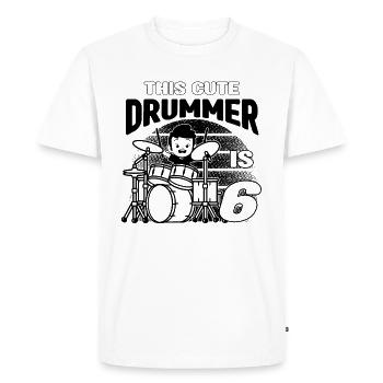 This Cute Drummer Is 6 Years Old - Birthday Drumme - Men's Premium Organic T-Shirt - white - Front - Nico (187cm)