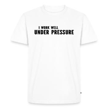 Plongée - Je travaille bien sous pression - Drôle de plongée - T-shirt Premium bio Homme - blanc - Devant - Nico (187cm)