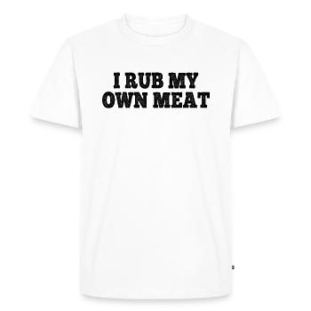 Funny BBQ - Je frotte ma propre viande - T-shirt Premium bio Homme - blanc - Devant - Nico (187cm)