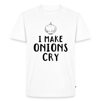 Je fais pleurer les oignons Oignon Cuisson Cuisine Cuisine Cuisine Cuisine - T-shirt Premium bio Homme - blanc - Devant - Nico (187cm)