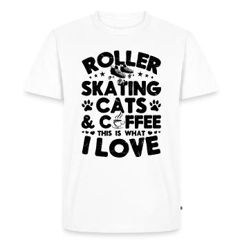 Roller Skating Cats Coffee This Is What I Love - Men's Premium Organic T-Shirt - white - Front - Nico (187cm)