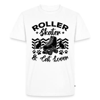 Patineur à roulettes et amoureux des chats - Patins à roulettes Cat Own - T-shirt Premium bio Homme - blanc - Devant - Nico (187cm)