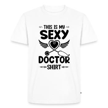 C’est ma chemise de médecin sexy - médecin de l’hôpital - T-shirt Premium bio Homme - blanc - Devant - Nico (187cm)