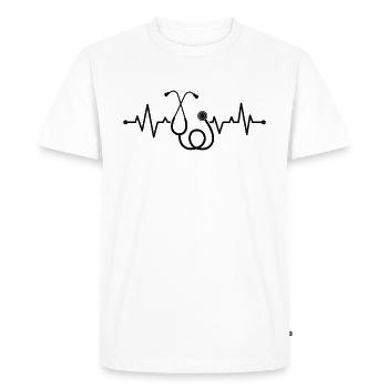 Doctor Stethoscope Heartbeat - Men's Premium Organic T-Shirt - white - Front - Nico (187cm)