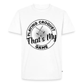 Jouer au croquet, c’est mon jeu - Jouer au croquet - T-shirt Premium bio Homme - blanc - Devant - Nico (187cm)