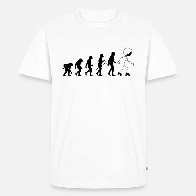 Funny Roller Skating Evolution - Männer Premium Bio T-Shirt - Weiß
