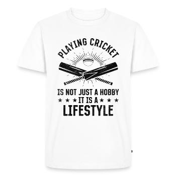 Jouer au cricket n’est pas seulement un passe-temps, c’est un moyen de - T-shirt Premium bio Homme - blanc - Devant - Nico (187cm)