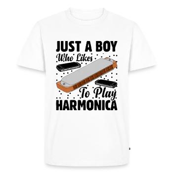 Just A Boy Who Likes To Play Harmonica - Men's Premium Organic T-Shirt - white - Front - Nico (187cm)