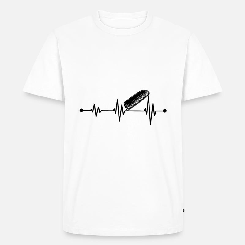 Harmonica Instrument Harmonica Heartbeat - Männer Premium Bio T-Shirt - Weiß