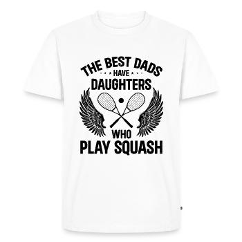 Les meilleurs papas ont des filles qui jouent au squash - T-shirt Premium bio Homme - blanc - Devant - Nico (187cm)