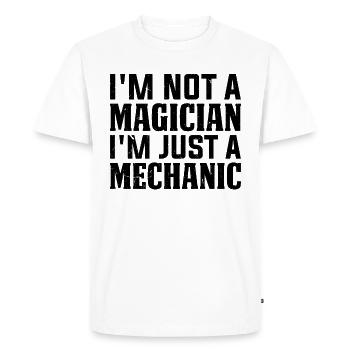 Je ne suis pas un magicien, je suis juste un mécanicien - Funny Mech - T-shirt Premium bio Homme - blanc - Devant - Nico (187cm)