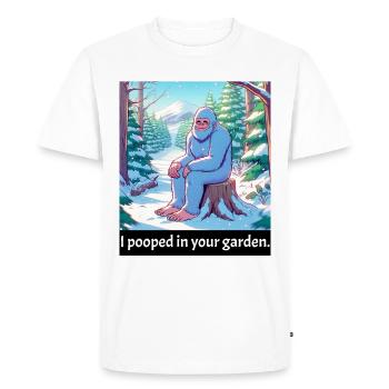 Bigfood a fait caca - Drôle de Bigfoot Meme - Citation amusante - T-shirt Premium bio Homme - blanc - Devant - Nico (187cm)