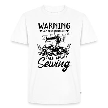 Avertissement peut spontanément parler de couture - T-shirt Premium bio Homme - blanc - Devant - Nico (187cm)