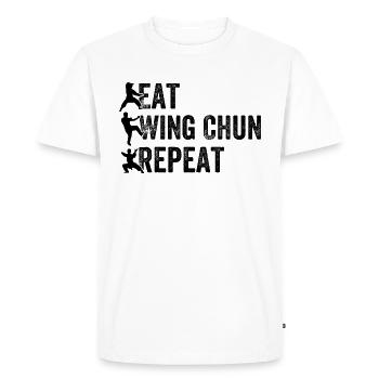 Manger Wing Chun Repeat - Combattant de Wing Chun - T-shirt Premium bio Homme - blanc - Devant - Nico (187cm)