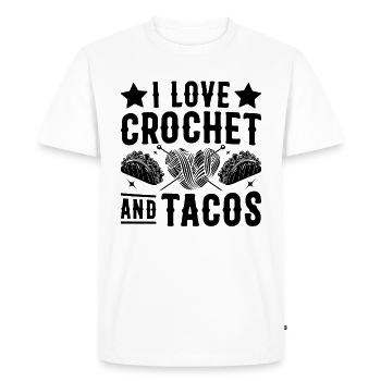 J’adore le crochet et les tacos - Funny Crochet - T-shirt Premium bio Homme - blanc - Devant - Nico (187cm)