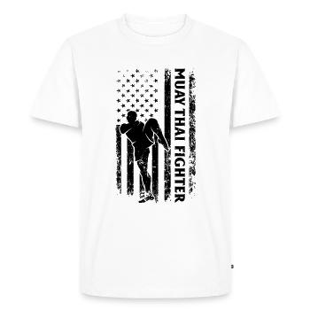 Combattant de Muay Thai Muay Thai Drapeau américain Muay Thai Figh - T-shirt Premium bio Homme - blanc - Devant - Nico (187cm)