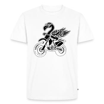 Drôle Flamingo Dirt Bike Flamingo - T-shirt Premium bio Homme - blanc - Devant - Nico (187cm)