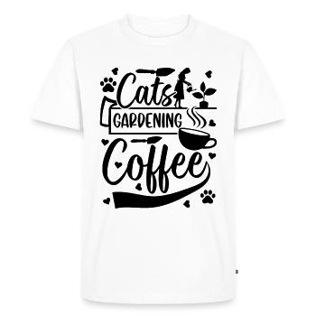Chats jardinage café - jardinier amateur jardinage - T-shirt Premium bio Homme - blanc - Devant - Nico (187cm)