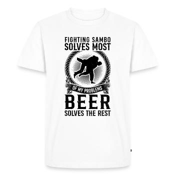 Fighting Sambo solves most of my problems - Sambo - Men's Premium Organic T-Shirt - white - Front - Nico (187cm)