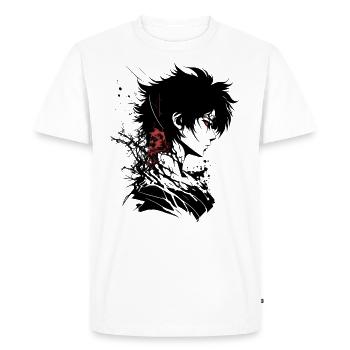 noir et blanc anime manga boy silhouette - T-shirt Premium bio Homme - blanc - Devant - Nico (187cm)
