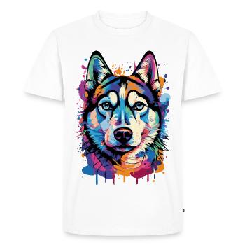 Husky Colorful - Husky Dog - Colorful Husky - Men's Premium Organic T-Shirt - white - Front - Nico (187cm)
